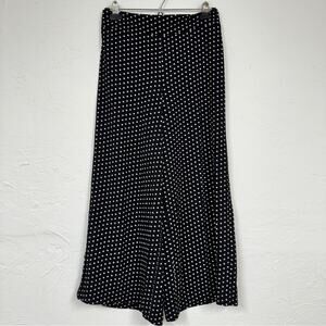 Adrianna Papell Black White Polka Dot Wide Leg Pants Womens S Cropped Classic